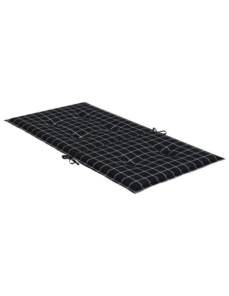 Cuscini Sedia Schienale Basso 4 pz Motivo a Quadri Nero Tessuto