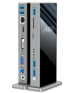 DOCKING STATION 15IN1 USB3.0 YORK HDMI+DVI+VGA+LAN+5*USB+SD/TF+3.5MM