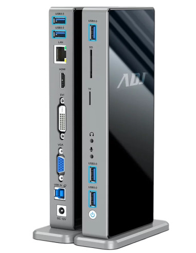 DOCKING STATION 15IN1 USB3.0 YORK HDMI+DVI+VGA+LAN+5*USB+SD/TF+3.5MM