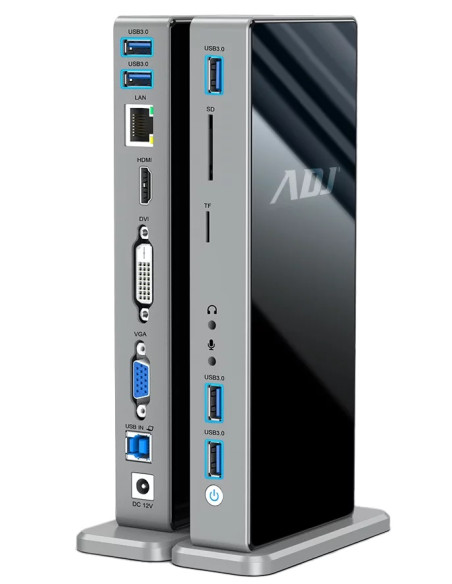 DOCKING STATION 15IN1 USB3.0 YORK HDMI+DVI+VGA+LAN+5*USB+SD/TF+3.5MM