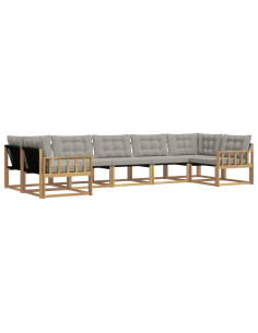 Set di divani da esterno 7 pcs Bianco e Grigio Chiaro 2