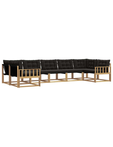 Set di divani da esterno con cuscino 7 pcs Bianco e Nero