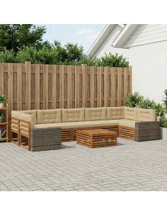 Set di divani da esterno 8 pcs Naturale e Beige