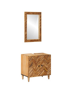 Set di Armadi da Bagno con porta 2 pcs Legno di mango massello