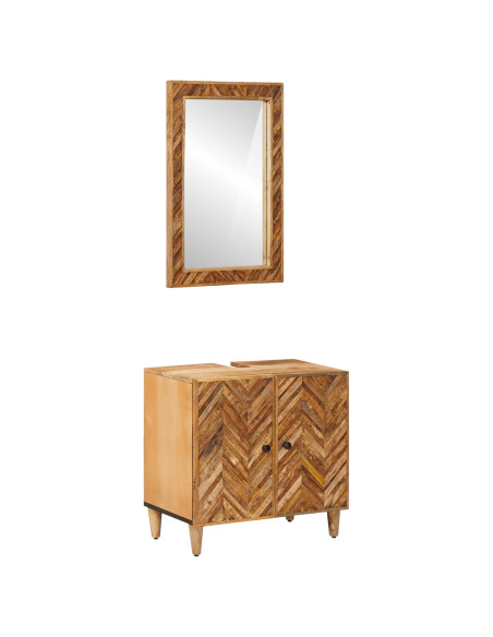 Set di Armadi da Bagno con porta 2 pcs Legno di mango massello