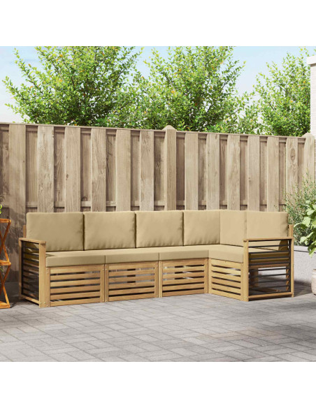 Set di divani da esterno 5 pcs Bianco e Beige