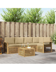 Set di divani da esterno 6 pcs Bianco e Beige 59 x 59 x 37 cm