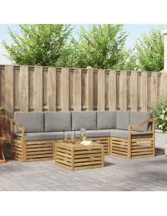 Set di divani da esterno 6 pcs Bianco e Grigio Chiaro