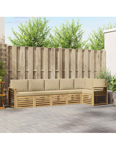 Set di divani da esterno 6 pcs Bianco e Beige