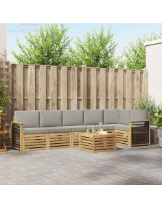 Set di divani da esterno 7 pcs Bianco e Grigio Chiaro