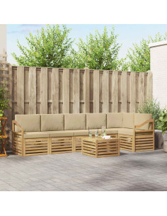 Set di divani da esterno 7 pcs Bianco e Beige 59 x 59 x 37 cm