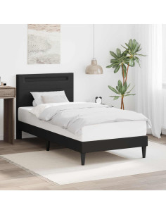 Struttura del letto con strisce LED Nero 80 x 200 cm Similpelle