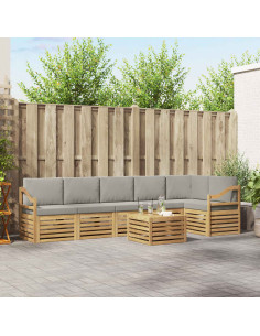 Set di divani da esterno 7 pcs Bianco e Grigio Chiaro