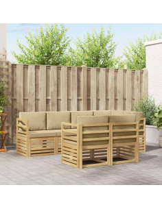 Set di divani da esterno 7 pcs Bianco e Beige