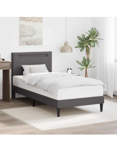 Struttura del letto con testiera Grigio 90 x 190 cm Similpelle