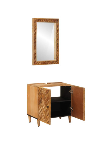 Set di Armadi da Bagno con porta 2 pcs Legno di mango massello