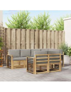 Set di divani da esterno 7 pcs Bianco e Grigio Chiaro