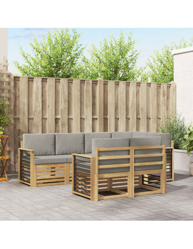 Set di divani da esterno 7 pcs Bianco e Grigio Chiaro