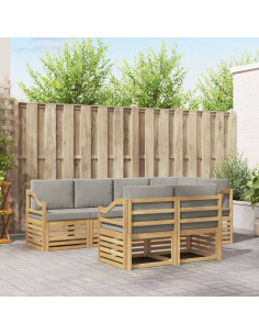 Set di divani da esterno 7 pcs Bianco e Grigio Chiaro