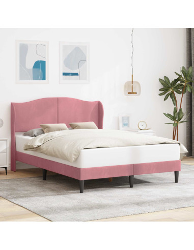Struttura del letto con testiera Rosa 140 x 190 cm Velluto