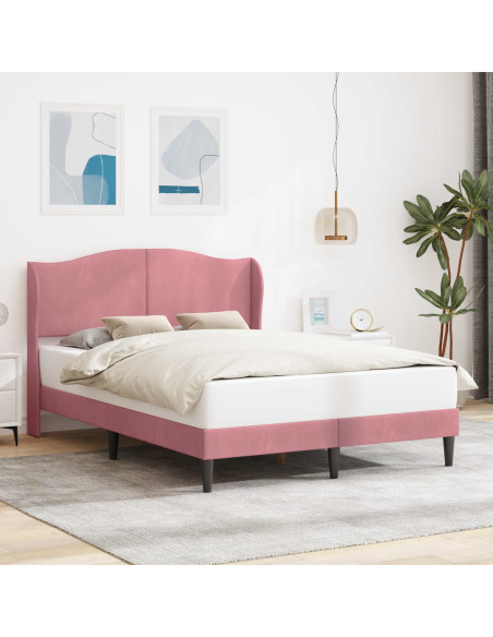 Struttura del letto con testiera Rosa 140 x 190 cm Velluto