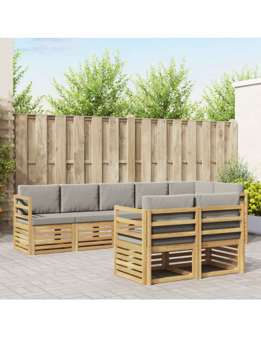 Set di divani da esterno 8 pcs Bianco e Grigio Chiaro