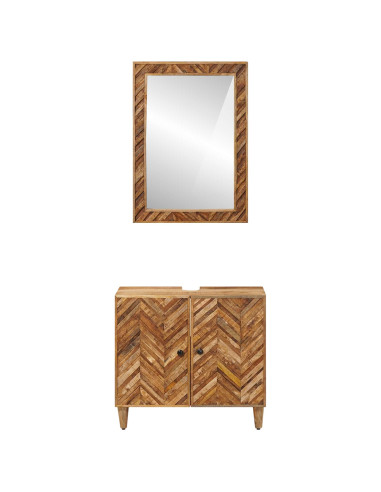 Set di Armadi da Bagno con porta 2 pcs Legno di mango massello