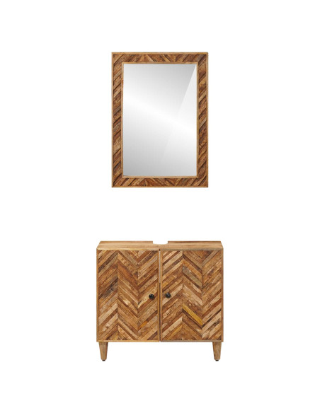 Set di Armadi da Bagno con porta 2 pcs Legno di mango massello