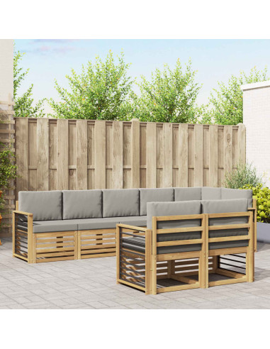 Set di divani da esterno 8 pcs Bianco e Grigio Chiaro