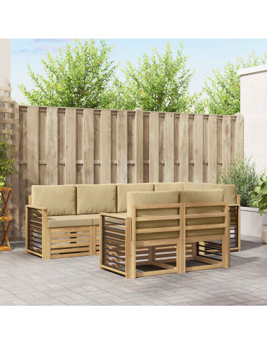 Set di divani da esterno 7 pcs Bianco e Beige