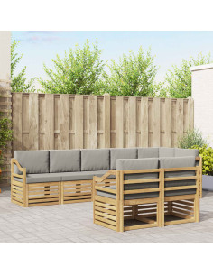 Set di divani da esterno 8 pcs Bianco e Grigio Chiaro 2
