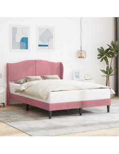 Struttura del letto con testiera Rosa 140 x 200 cm Velluto