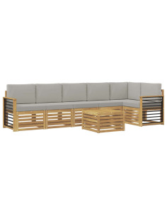 Set di divani da esterno 7 pcs Bianco e Grigio Chiaro 2