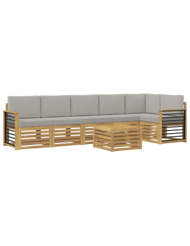Set di divani da esterno 7 pcs Bianco e Grigio Chiaro