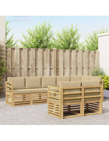 Set di divani da esterno 8 pcs Bianco e Beige