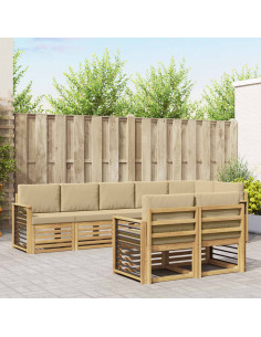 Set di divani da esterno 8 pcs Bianco e Beige