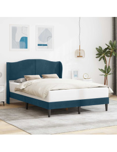 Struttura del letto con testiera Blu 140 x 200 cm Velluto