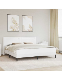 Struttura del letto con testiera Bianco 200 x 200 cm Similpelle