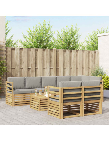 Set di divani da esterno 9 pcs Bianco e Grigio Chiaro