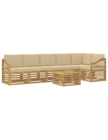 Set di divani da esterno 7 pcs Bianco e Beige 59 x 59 x 37 cm