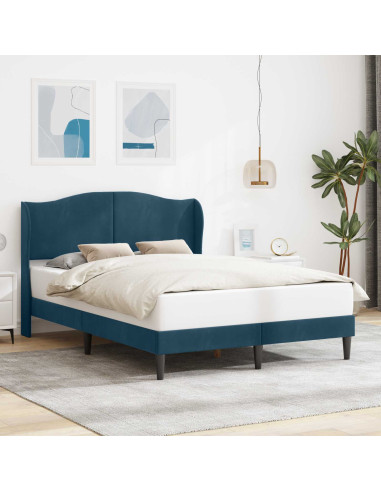 Struttura del letto con testiera Blu 160 x 200 cm Velluto