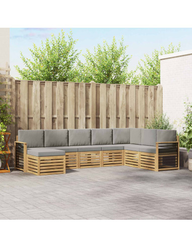 Set di divani da esterno 8 pcs Bianco e Grigio Chiaro