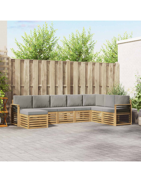 Set di divani da esterno 8 pcs Bianco e Grigio Chiaro