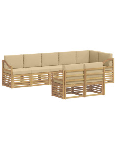 Set di divani da esterno 8 pcs Bianco e Beige 2