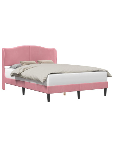 Struttura del letto con testiera Rosa 120 x 190 cm Velluto