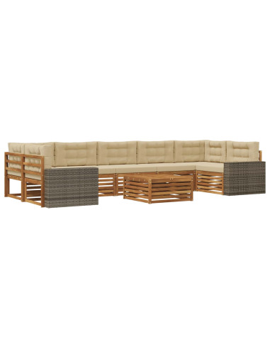Set di divani da esterno 8 pcs Naturale e Beige