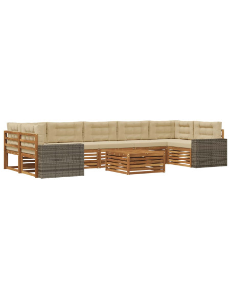 Set di divani da esterno 8 pcs Naturale e Beige