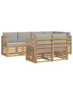 Set di divani da esterno 7 pcs Bianco e Grigio Chiaro 2