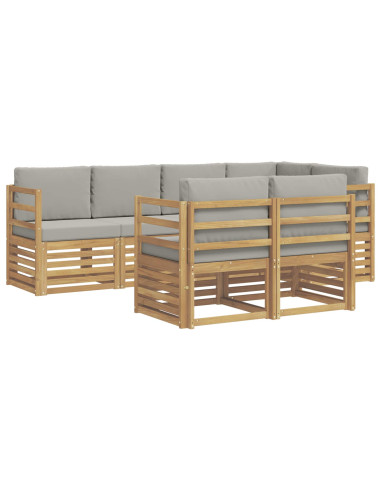 Set di divani da esterno 7 pcs Bianco e Grigio Chiaro