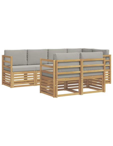 Set di divani da esterno 7 pcs Bianco e Grigio Chiaro